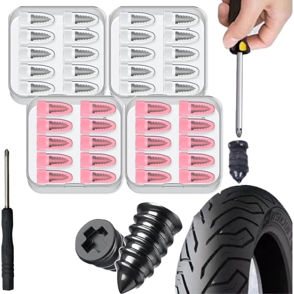 Tire Fix Rubber Nail Kit,40PCS Tire Repair Rubber Nails Kit with 2 Sizes