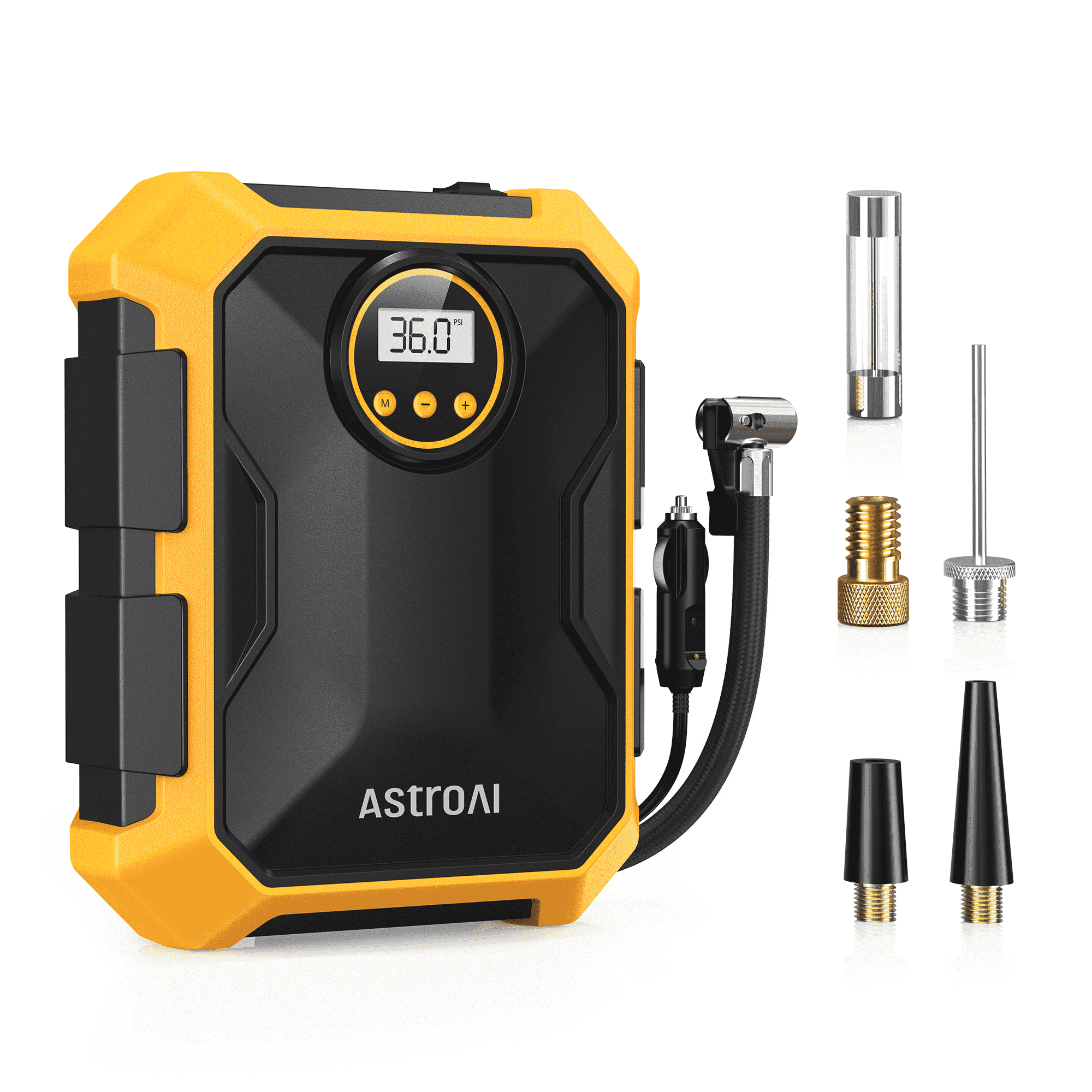 Walmart Deal of AstroAI Tire Inflator 100 PSI Car Air Pump Portable Air Compressor Yellow for Tires