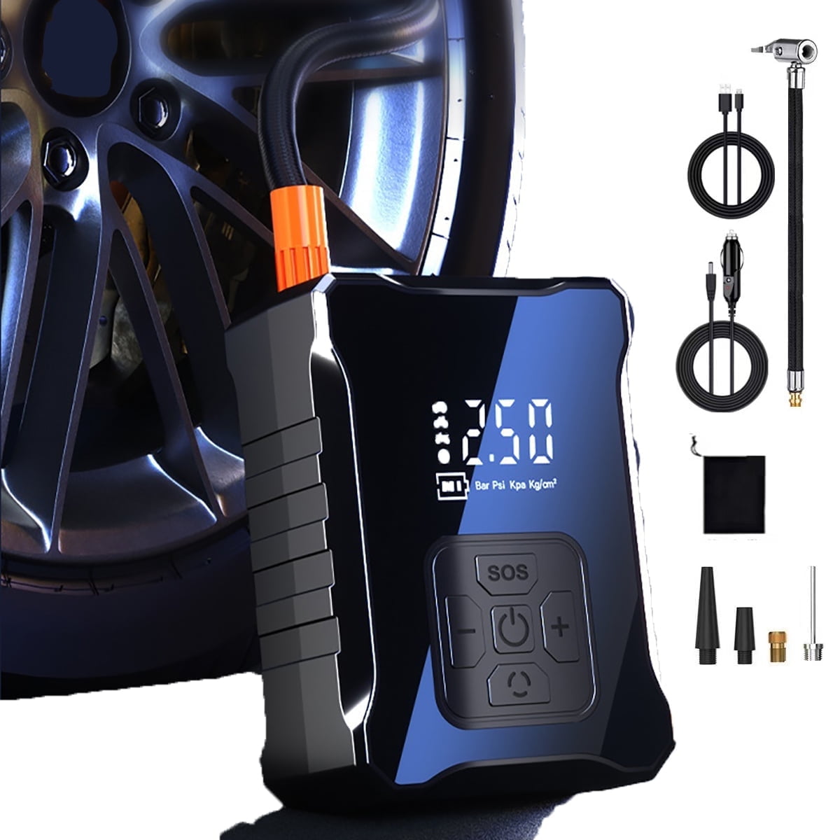 Tire Inflator 150 PSI,Charge and Plug In Portable Air Pump,18L/Min ...