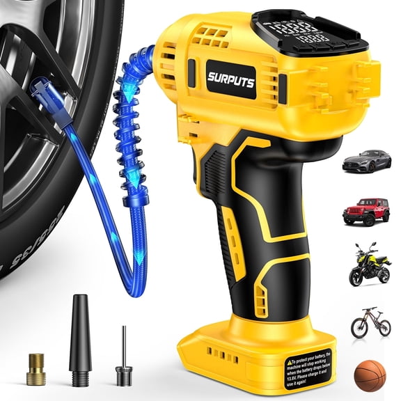 Tire Inflator Air Compressor Compatible with Dewalt 20V Battery, 150PSI Portable Cordless Air Pump with Digital Pressure Gauge, Auto Shut-Off & LED Light, Handheld Tool for Car(Tool Only)