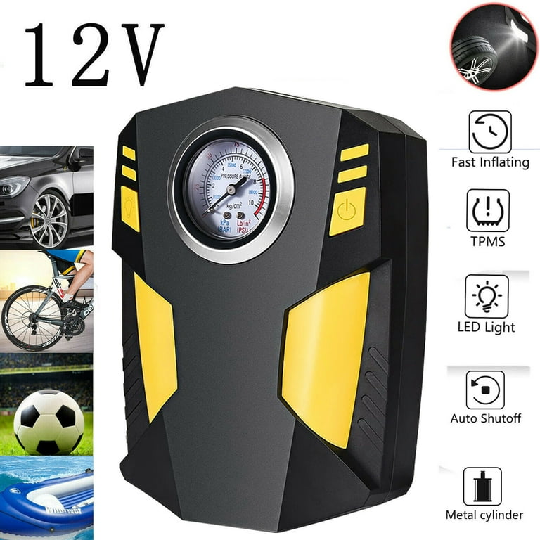 Tyre Inflator Cordless Digital Air Compressor Pump, 12V 150PSI Rechargeable Air Pump for Car Bicycle Tires Balls Swimming Rings Toys, with LED Light and LCD Display