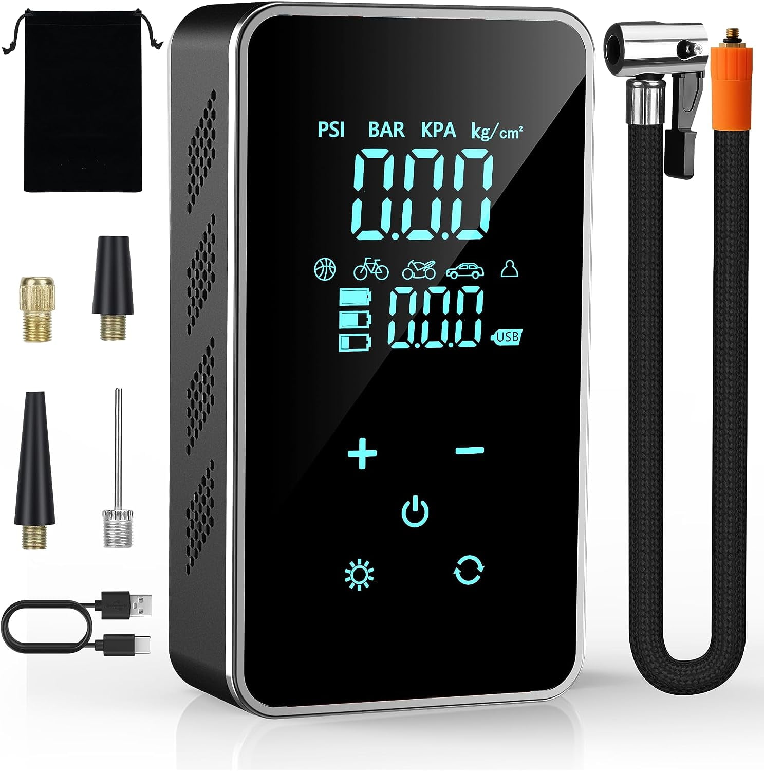 Tire Inflator Cordless Air Pump for Car Tires with Auto-Shutoff,Digital Pressure Gauge, Portable Air Compressor for Car, Bicycle, Motorcycles, Ball, 150PSI Tire Inflator, Compact Bike Pump