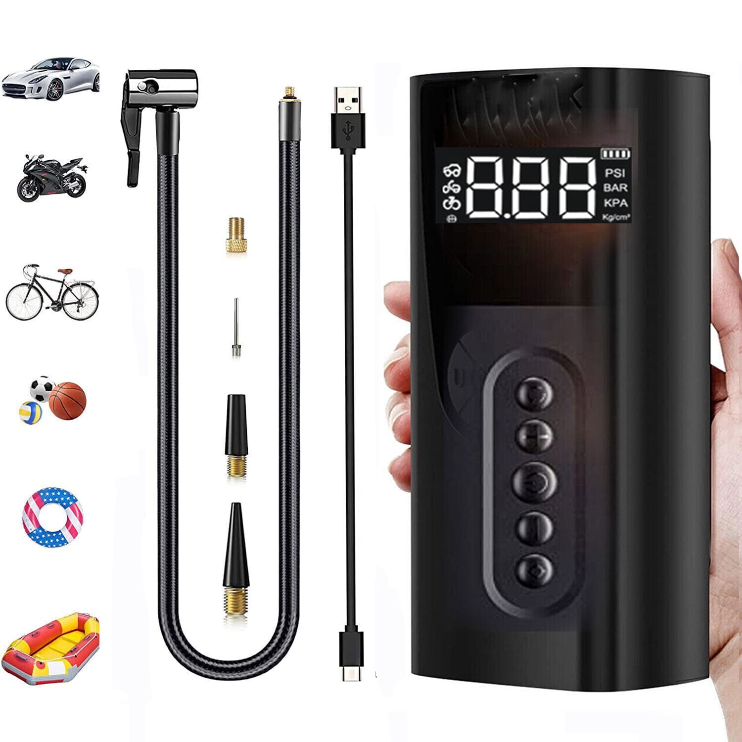 Xiaomi Portable Electric Air Compressor, 150 PSI Tire Inflator for Car,  Scooter, Bike Tires and Balls - Cordless with Digital Pressure Detection
