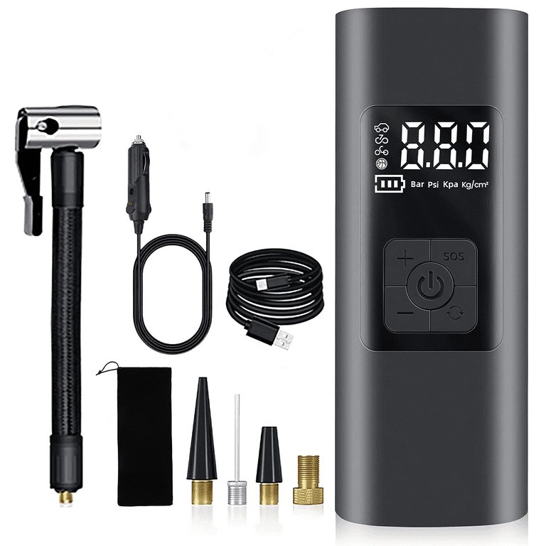 Tire Inflator, Portable 150 PSI Air Compressor Bicycle Pump with Digital  Pressure Gauge, Cordless Rechargeable Tire Pump with LED Light, Mini  Electric