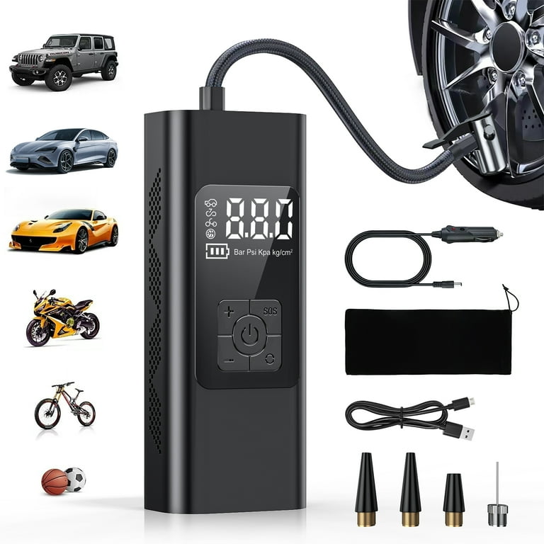 Portable Cordless Automatic Air Compressor Pump, 12V 150PSI Digital Tire Inflator with LED Light LCD Display for Car, Bicycle Tires and Other Inflatables Portable Cordless Automatic Air Compressor Pump, 12V 150PSI Digital Tire Inflator with LED Light LCD Display for Car, Bicycle Tires and Other Inflatables