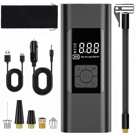Tire Inflator Portable 150 Psi Air Compressor 7500mAh & 12V DC Cordless Air Pump LCD Display