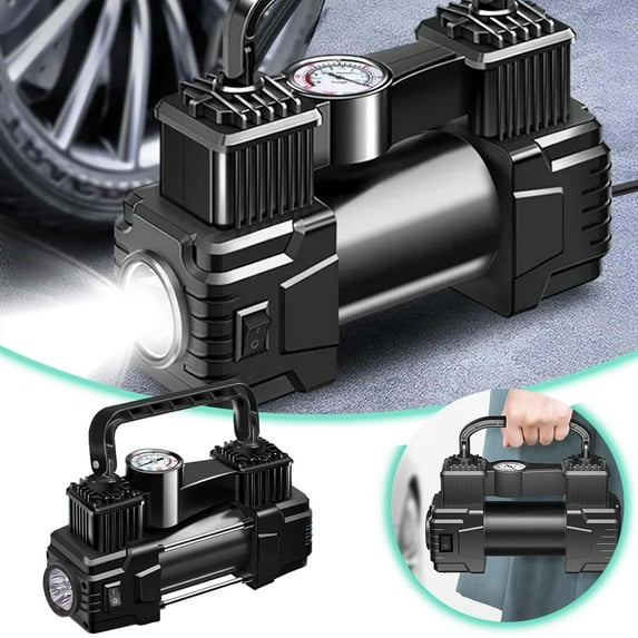 Tire Inflator Portable Air Compressor 12V Car With Mechanical Pressure Gauge 150 Handheld Tire Inflator For Car Tires With LED Light Air Blower for Inflatables 780w