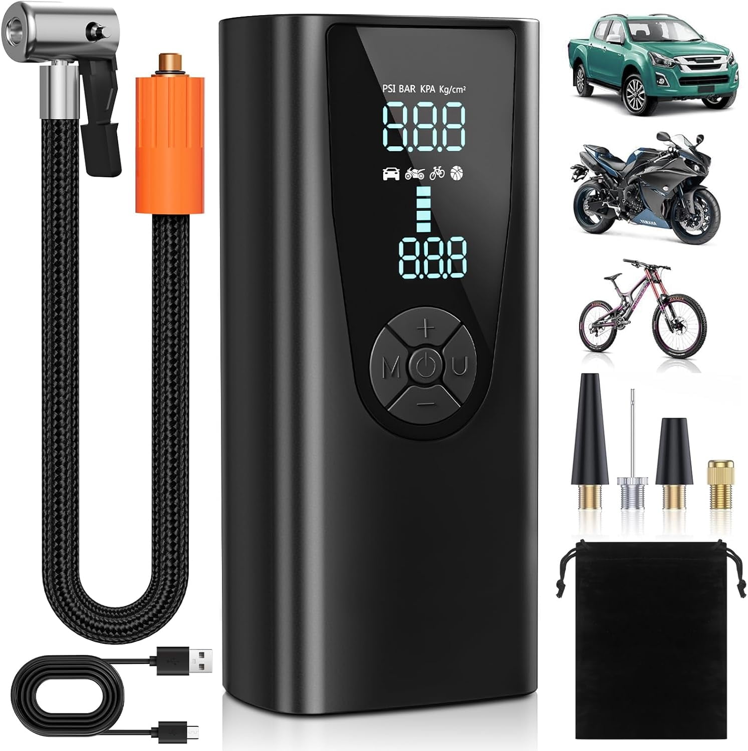 Tire Inflator Portable Air Compressor, 150 PSI Air Pump for Car Tires ...