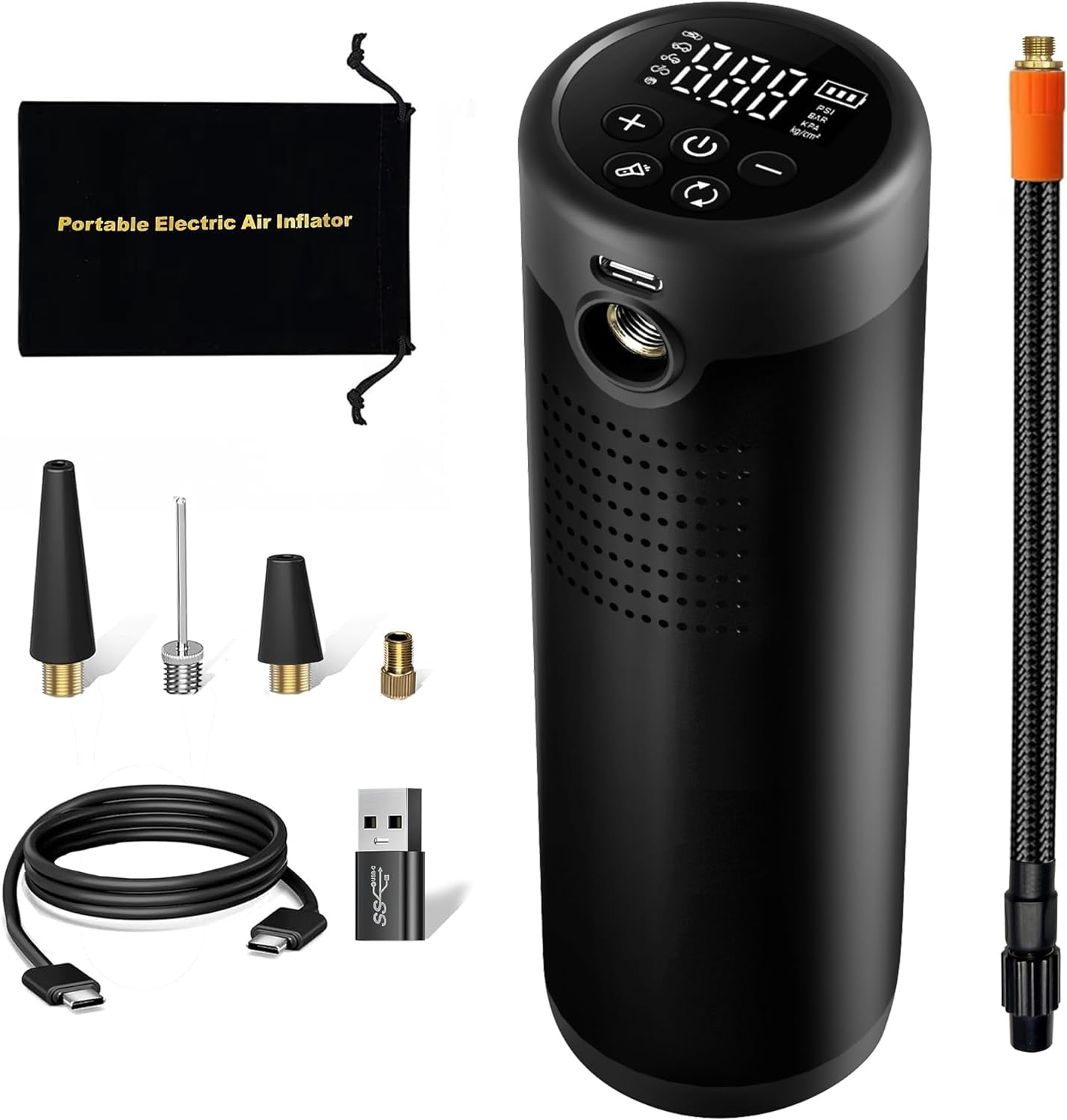 Tire Inflator Portable Air Compressor, 150 PSI Portable Air Pump for Car Tires, Electric Air Compressor Car Accessories with Pressure Gauge LCD Screen for Car, Motorcycle, Bicycle and More