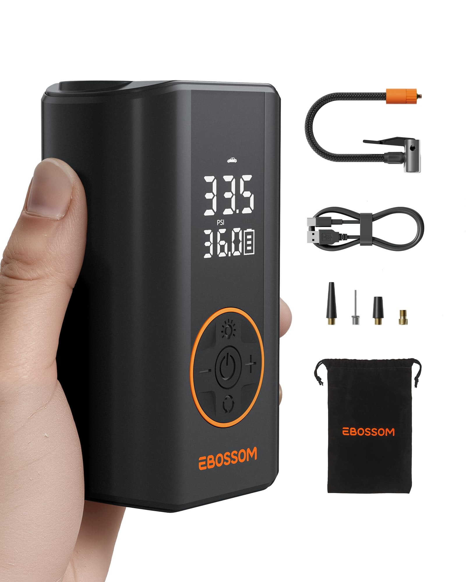 Loranu Tire Inflator Portable Air Compressor, 12000mAh Battery - View #3
