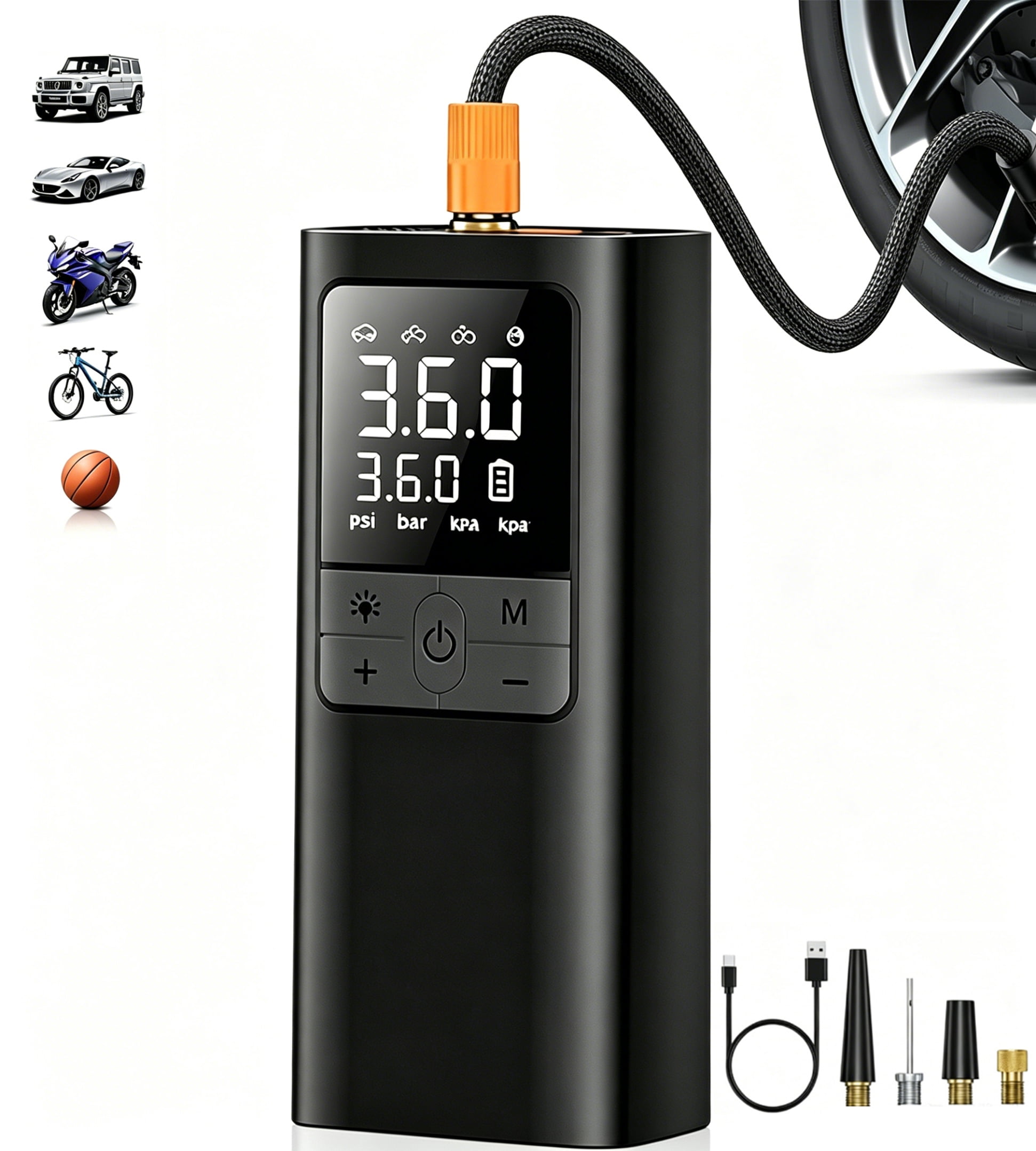 Tire Inflator Portable Air Compressor - 150PSI & 10000mAh Cordless Air Pump with Digital Tire Pressure Gauge, Accurate D