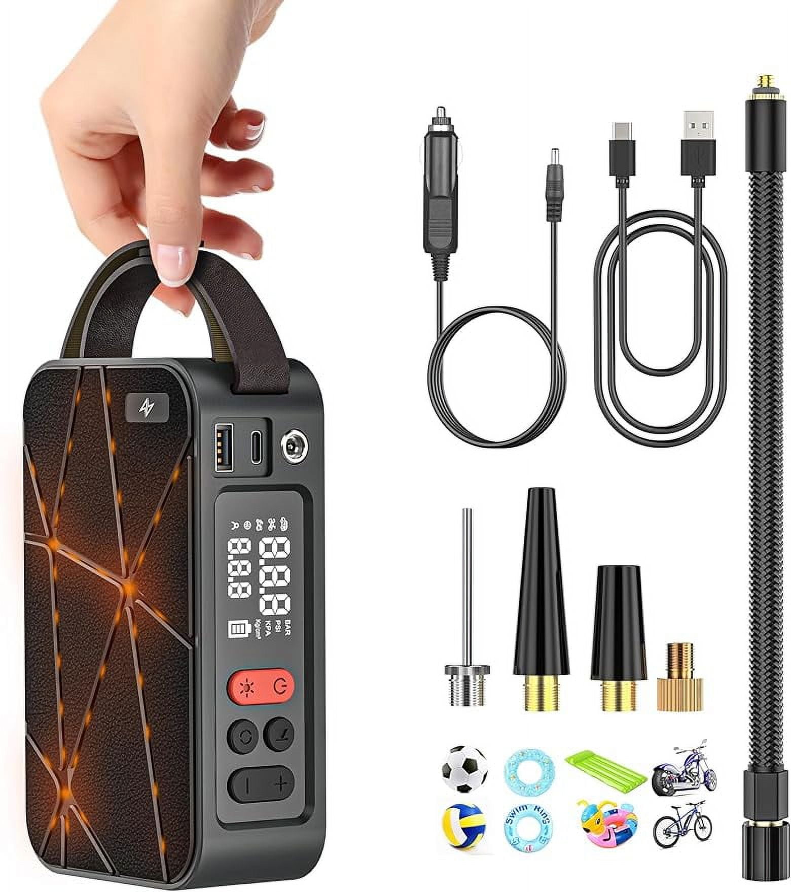Portable Tire Inflator 150 PSI - 7800mAh Cordless Air Compressor With Auto Shut Off