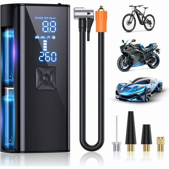 Tire Inflator Portable Air Compressor, 150PSI Portable Air Pump for Car Tires with 25000mAh Battery, 2X Faster Inflation Air Compressor with Digital Pressure Gauge for Car, Bike, Motorcycle, Ball