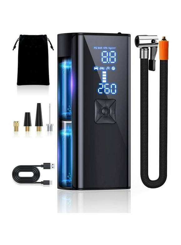 Tire Inflator Portable Air Compressor, 150PSI Portable Air Pump for Car Tires with 25000mAh Battery, 2X Faster Inflation Electric Air Pump with Digital Pressure Gauge for Car, Bike, Motorcycle, Ball