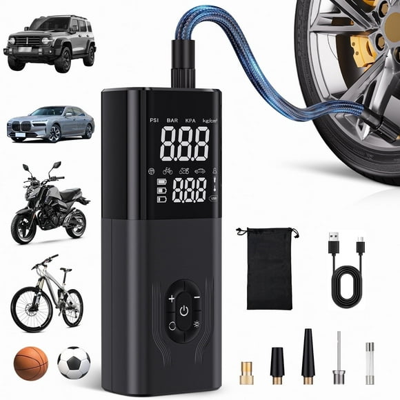 REHOTTOP 180PSI Tire Inflator, 6X Faster Portable Air Compressor for Car, Tire Pump with Auto Shutoff for Car, Motorcycle, Bike and Ball