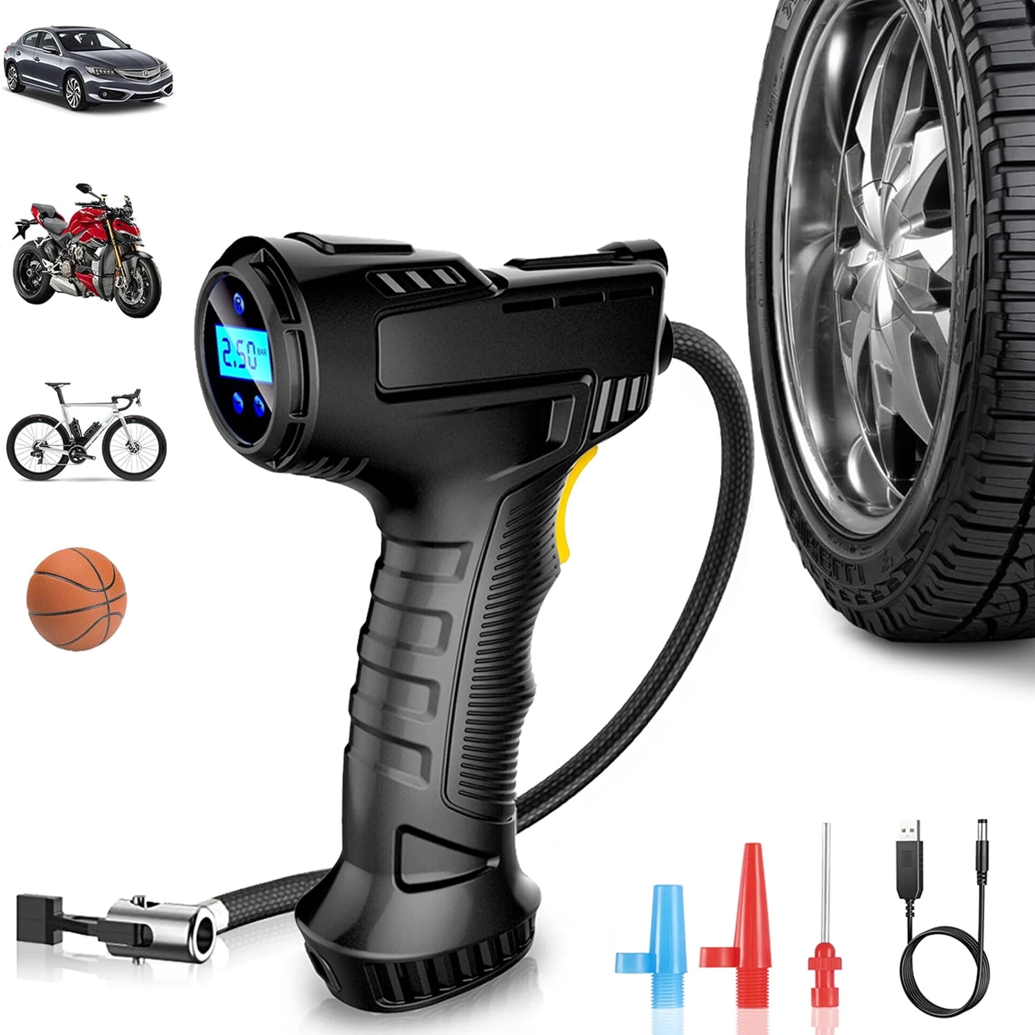 Tire Inflator Portable Air Compressor, 2000mAh & 150PSI Wireless Air