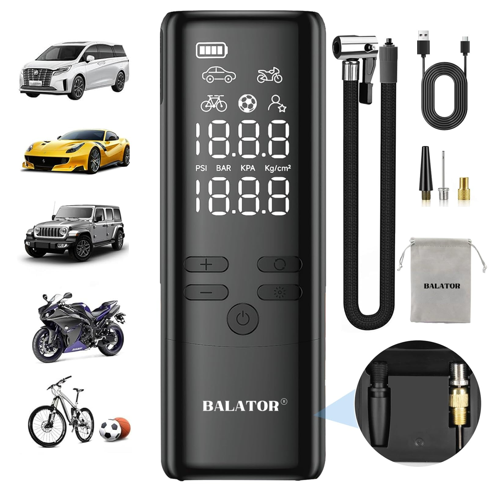 Tire Inflator Portable Air Compressor - Air Pump for Car Tires -160 PSI ...