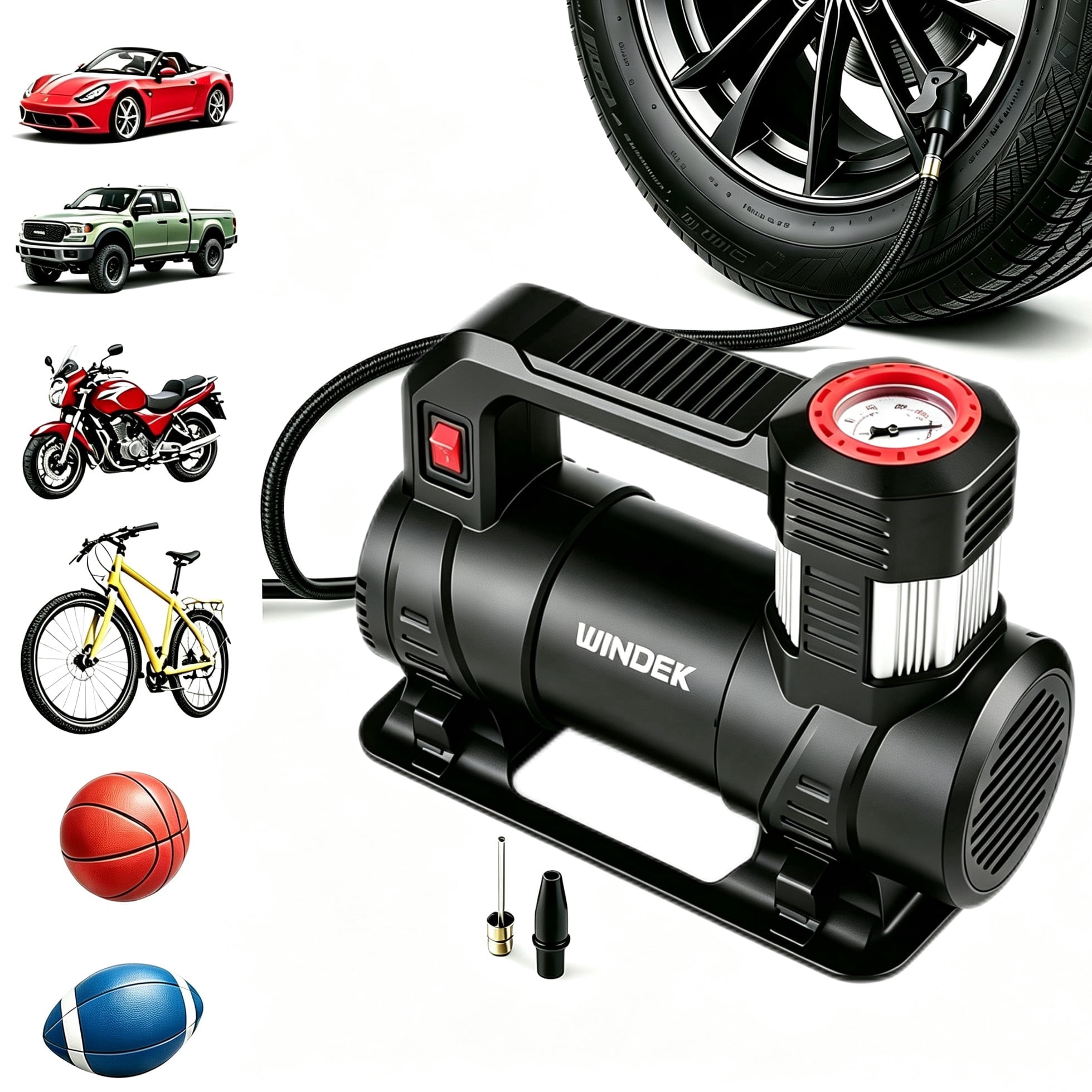 Windek Tire Inflator Portable Air Compressor, 120psi, 120V AC