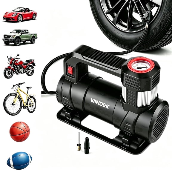 WINDEK Portable Tire Inflator Air Compressor, 120V AC Car Tire Pump for  Cars, Motorcycles, Bicycles and Emergency Roadside Use