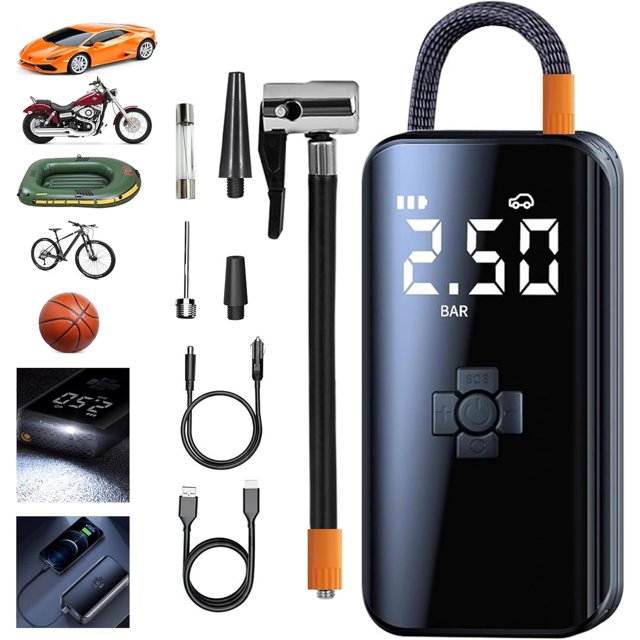 Tire Inflator Portable Air Compressor with Battery,12V DC Electric