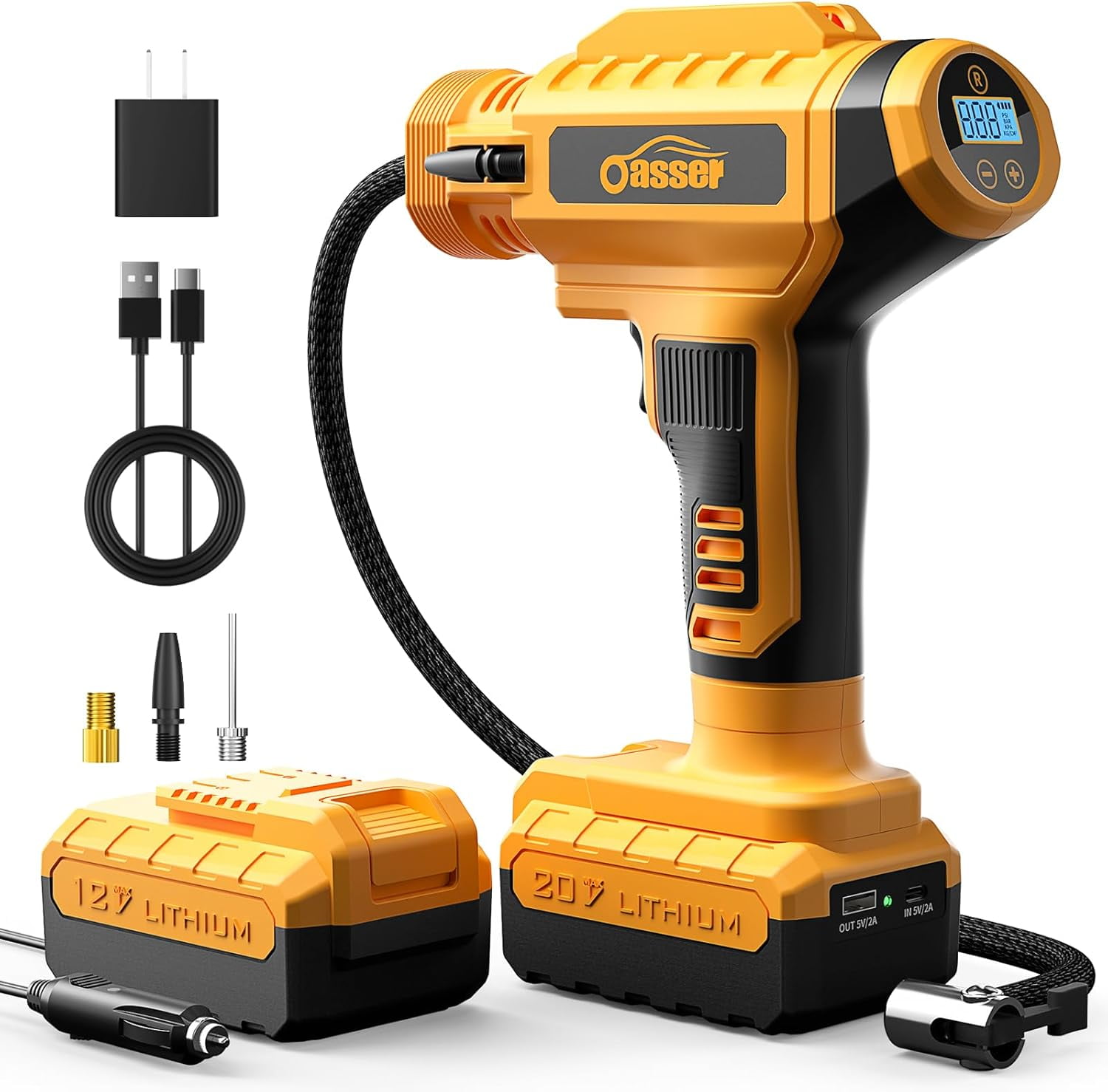 Tire Inflator Portable Air Compressor for Cars, 20V Cordless ...
