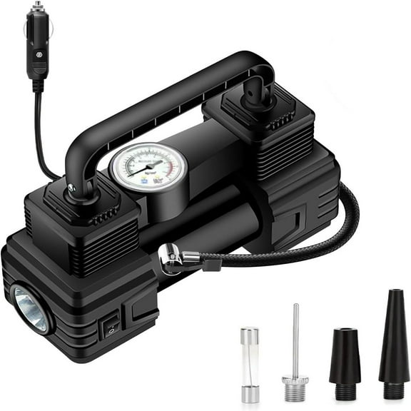 Tire Inflator Portable Air Compressor, Cordless Air Pump for Car Tire 150PSI, Battery & 12V DC, Electric Bike Pump with Pressure Gauge, Auto Shutoff, for Bicycle, Ball, Motorcycle Accessories