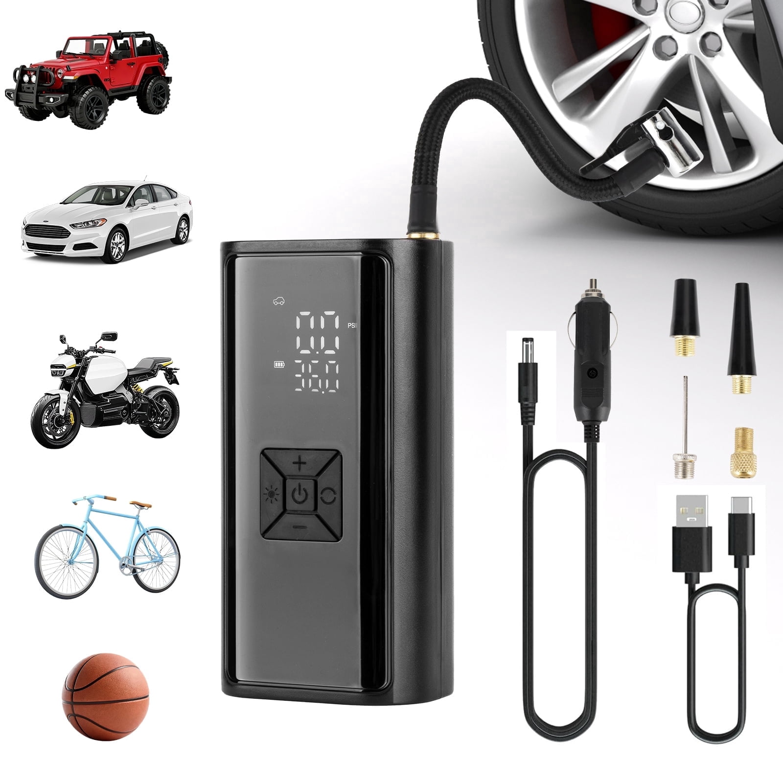 cigarette lighter tire pump walmart air compressor Inflator Portable Air Compressor, Cigarette lighter 12V DC Plug-in power Supply, -Flow rate: 25L/MIN pool toys Air Pump for Car Tire