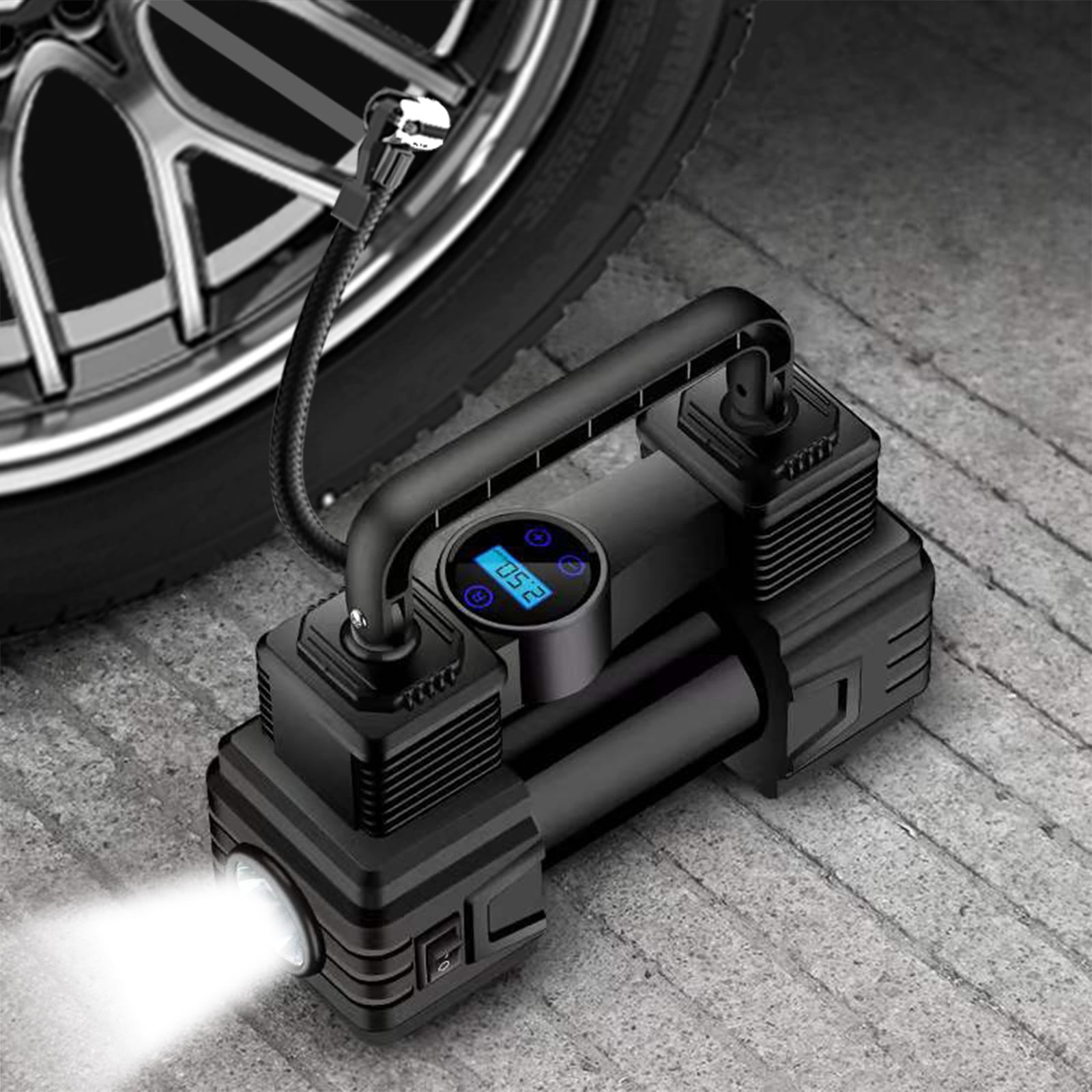 Tire Inflator Portable Air Compressor, DC 12V Tire Air Pump with LED and Digital Pressure Gauge, 150 PSI Portable Tire Inflator for Car Tires, Motorcycles, Bike, Ball