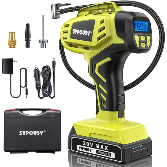 Tire Inflator Portable Air Compressor,Digital Cordless Tire Inflator,2X Faster Car Tire Pump with 20V Rechargeable Battery,Dual Power Supply Modes,Air Pump for Car Tires,E-Bike etc.