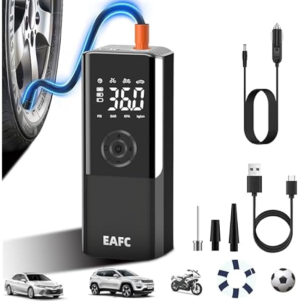 12V Portable Tire Inflator - Digital Air Compressor For Cars, Bikes & Sports Equipment