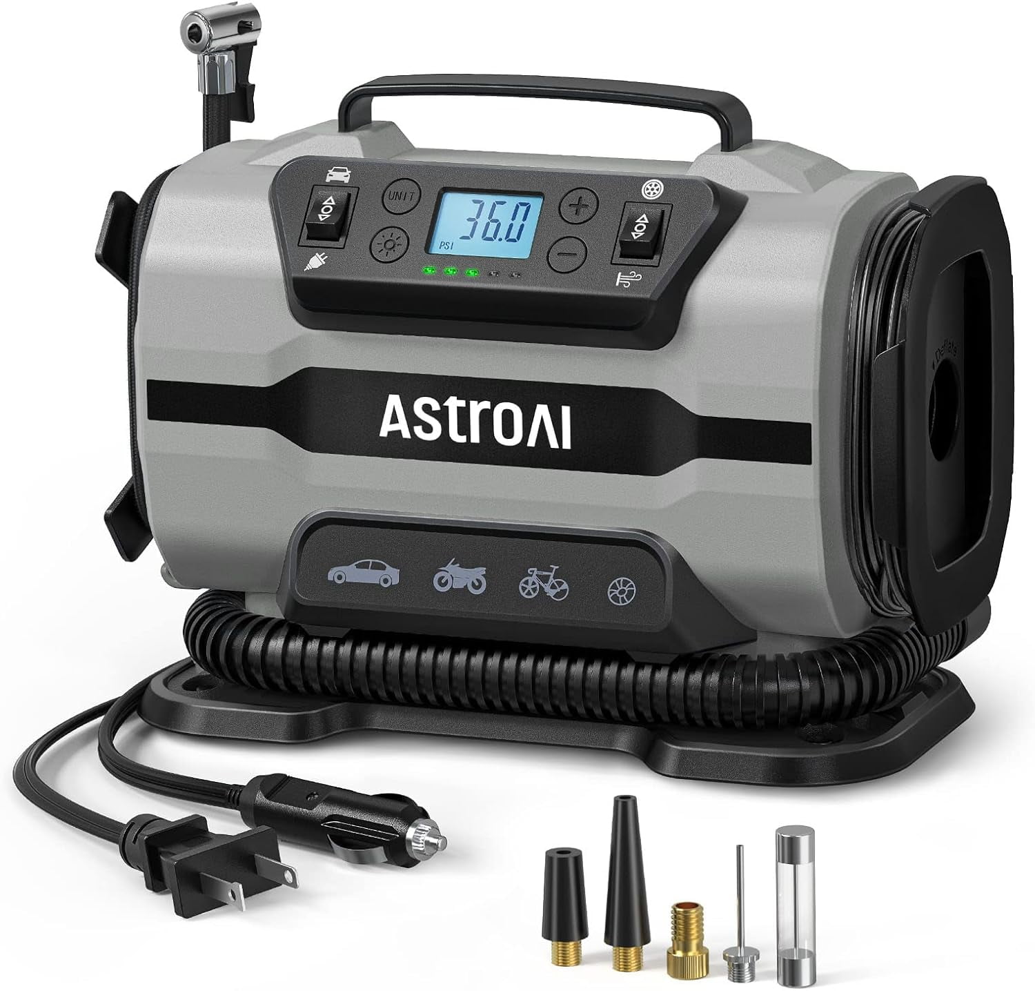 Tire Inflator Portable Air Compressor Pump 150PSI 12V DC/110V AC