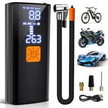 Tire Inflator Portable Air Compressor - Air Pump for Car Tires with Tire Pressure Gauge (150 PSI) With Cordless Design- One Click Smart Pump Tire Inflator for Car, Motorcycle, Bicycle and More