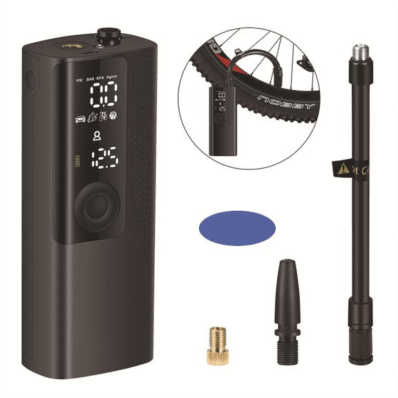 Tire Inflator Portable Air Compressor/Pump for Car Tires w/Digital Tire Pressure Gauge - Air Compressor (120 PSI) - Motorcycle, Electric Bike Pump and Bicycle Pump w/LED Light