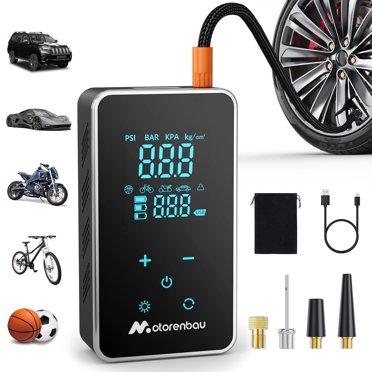 Motorenbau Portable Air Compressor – Fast Tire Inflator For Cars, Bikes, Sports Balls & More