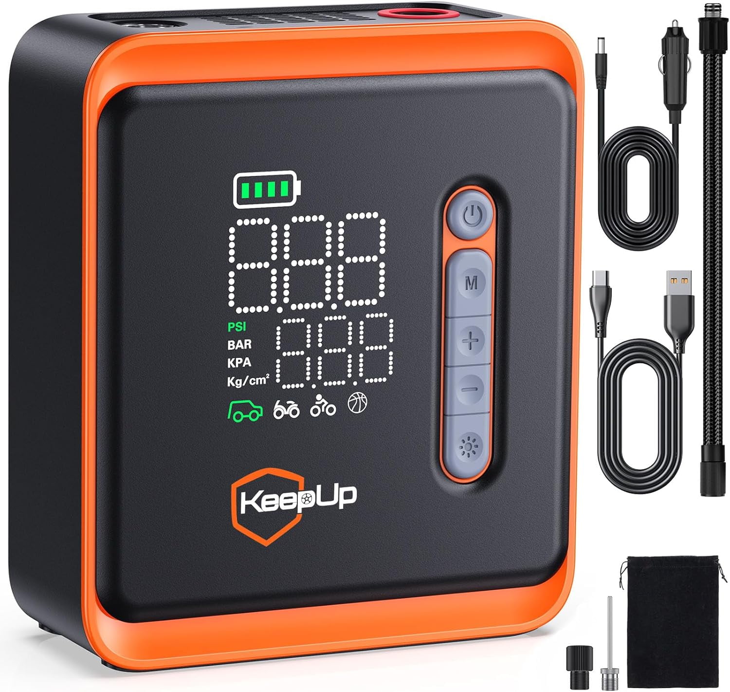 Portable Tire Inflator Air Compressor – 150 PSI Digital Air Pump For Car, Bike, Motorcycle Tires With Pressure Gauge & Auto Shut-Off
