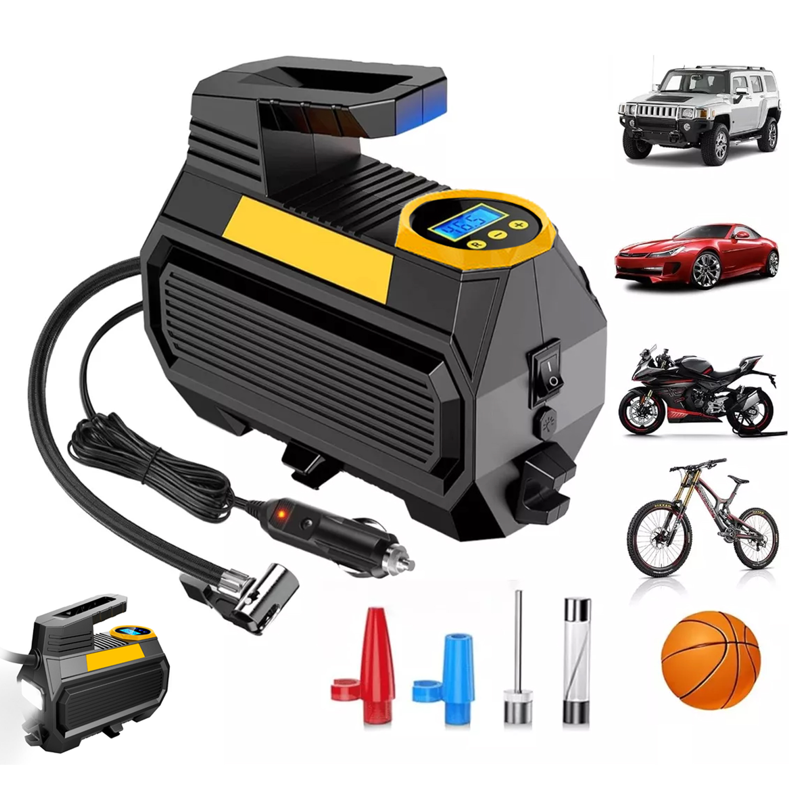 Tire Inflator Portable Air Pump for Car Tires, Digital Air with Bright