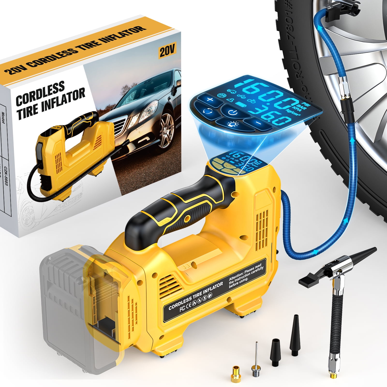 Dewalt 20V Max Tire Inflator Cordless 160PSI Air Compressor with Gauge TOOL ONLY NO BATTERY Walmart