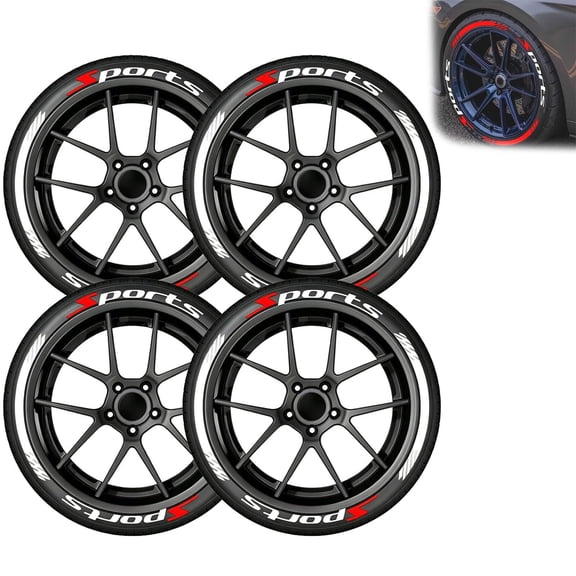 Tire Lettering Stickers 4 or 8 Pack, 3D Wheel Sidewall Decals for Cars and Motorcycles