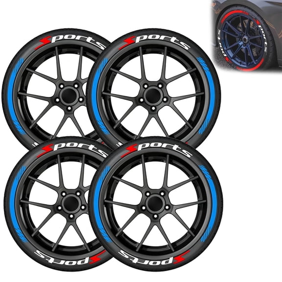 Tire Lettering Stickers 4 or 8 Pack, 3D Wheel Sidewall Decals for Cars and Motorcycles
