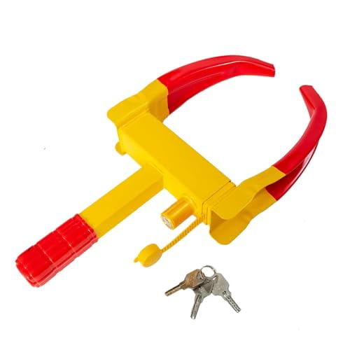 Tire Lock Red-Yellow Anti-Theft Trailer Wheel Clamp Locks with 3 Keys for Cars,Trucks,SUVs,Camper