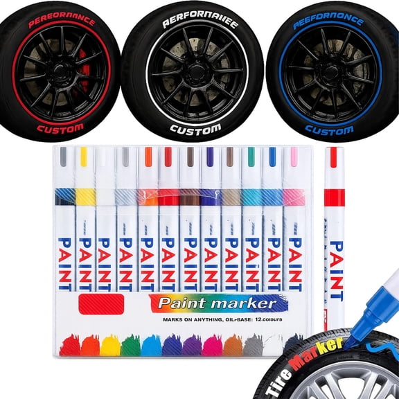 Tire Marker Set, Oil-Based Waterproof Paint Marker Pen | For tire lettering and DIY marking on rubber, metal, glass and plastic with smooth oil-based paint flow vivid colors