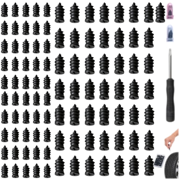 Tire Plug Kit, Tire Repair Rubber Nail, Vacuum Tire Repair Kits Spiral Rubber Screws for Tubeless Car, Motorcycle and Truck Tires
