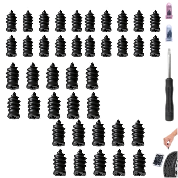 Tire Plug Kit, Tire Repair Rubber Nail, Vacuum Tire Repair Kits Spiral Rubber Screws for Tubeless Car, Motorcycle and Truck Tires