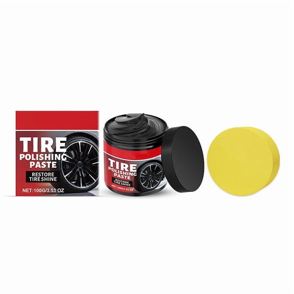 Tire Polishing Paste 100G With Applicator Pad, Car Tire Shine Wax For Restoring Shine And Preventing Cracking, Portable Maintenance Kit