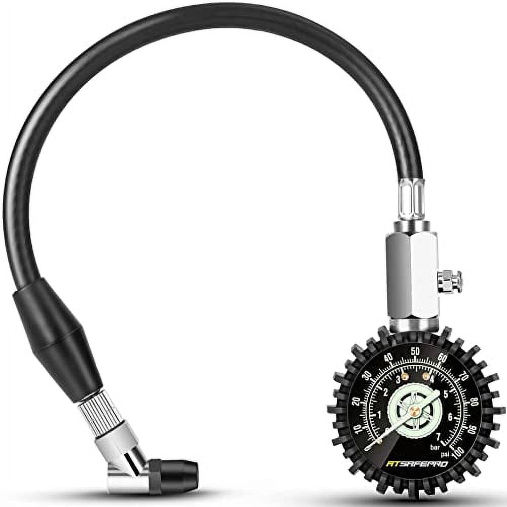 Tire Pressure Gauge 7 bar/100 psi Glow in the Dark, ATsafepro 2.5” Dial ...