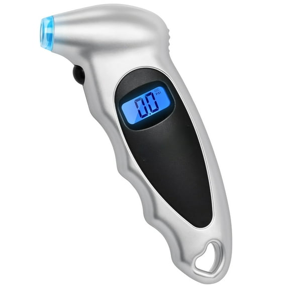 Tire Pressure Gauge Digital 0-150PSI (Accurate in 0.1 Increments), 4 Settings Stocking Stuffers for Car Truck Bicycle with Backlight LCD and Presta Valve Adaptor, Sliver