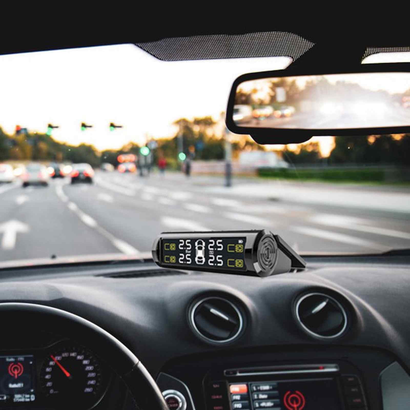 Tire Pressure Monitor Charge Wireless Installed On Windowshield With 4