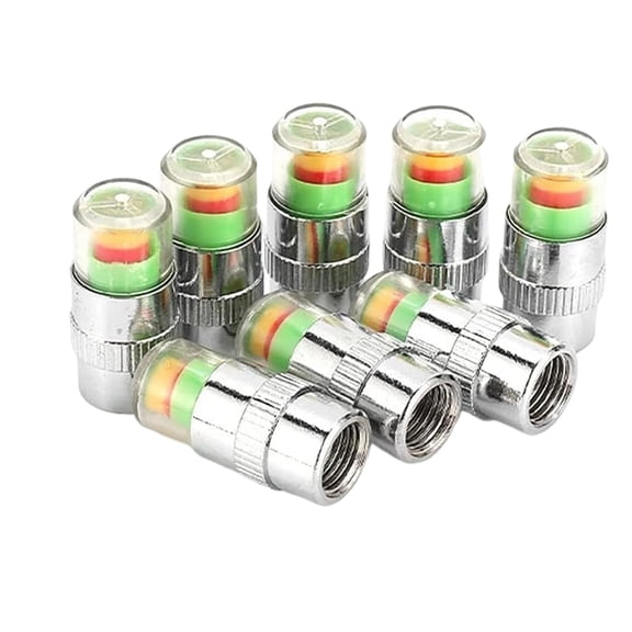 Tire Pressure Monitor Valve with 3-Color Visual Indicator Sensor for Cars and Motorcycles,Metal Construction PC Cover