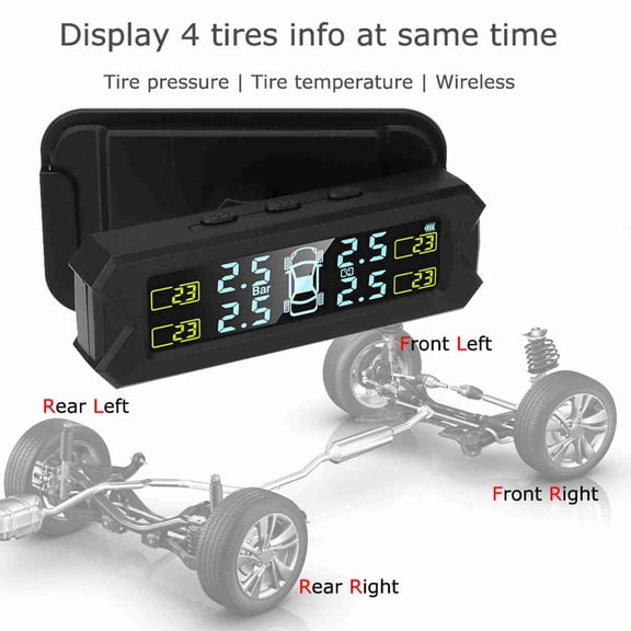 Tire Pressure Monitoring LCD Screen Auto Backlight Solar Powered Tire Pressure Monitoring System
