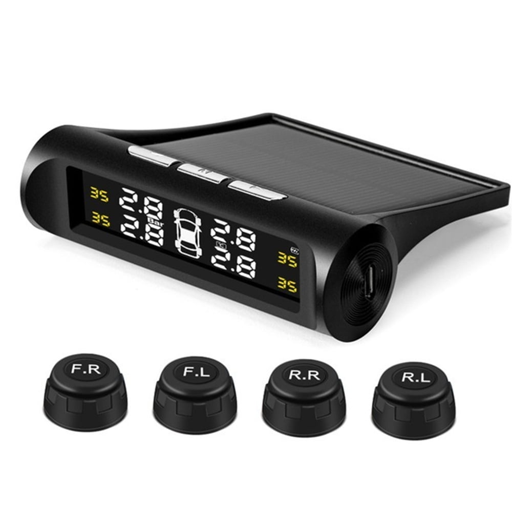 TPMS Wireless Tire Pressure Monitoring System Second Generation Solar Car Tyre Pressure Alarm Lcd Display Temperature Warning With 4 External Sensors I.518640091